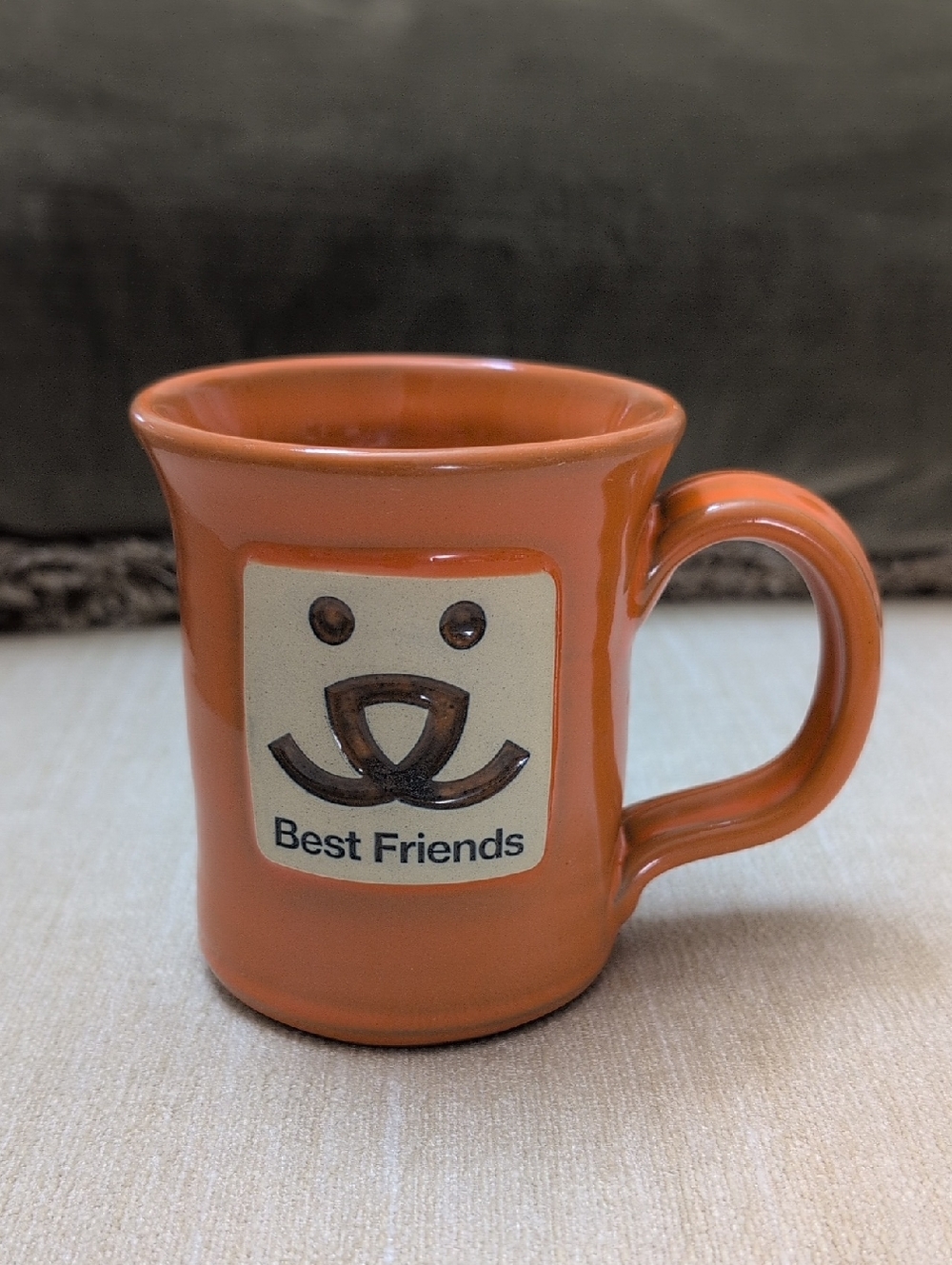 Deneen Pottery Best Friends Orange Ceramic Coffee Tea Mug